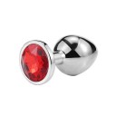 Metall buttplug med färgad sten storlek M 34mm slät yta ergonomisk design lättskött diskret förpackning 2