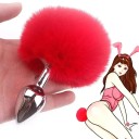 Metall buttplug med kaninsvans storlek S 2,8 cm lurvig boll 9 cm olika färger slät yta diskret förpackning 9