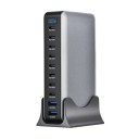 1000W GaN-laturi 131 x 73 x 31 mm 10-porttinen pöytälaturi PD 140W USB-C ja USB-A Monisatelliittinen nopea latausasema MacBook Pro -kannettaville 3