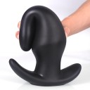 Svart buttplug av mjuk silikon, storlek L, 6,3 cm, ergonomisk form, diskret förpackning 2