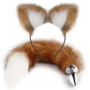 Metall butt plug med färgglad fox tail och pannband med öron slät yta ergonomisk design diskret förpackning 6