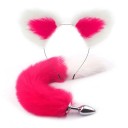 Metall butt plug med färgglad fox tail och pannband med öron slät yta ergonomisk design diskret förpackning 8