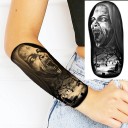 Tillfällig vattentät tatuering 11,5 x 21 cm Nunna och kyrkogård Mörkt realistiskt motiv Håller upp till 15 dagar Enkel applicering Kroppstatuering 2