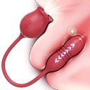 Röd rosformad kvinnokarl med rör ansluten till en rörlig vibrator med 10 vibrationslägen för intensiv stimulering, diskret förpackning 5