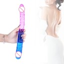 Dubbelsidig realistisk gummifärgad dildo storlek M för kvinnor och par vattentät flexibel design för intensiv njutning diskret förpackning 6
