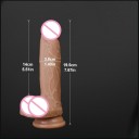 Strap-on set med realistisk silikondildo storlek M med testiklar och sugkopp i lädersele justerbar bekväm design diskret förpackning 9