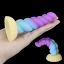 Silikondildo med sugkopp och massagekurvor, flexibelt, mjukt, säkert material, lättskött, realistisk design, diskret förpackning 3