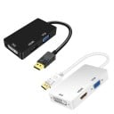 3-i-1 DisplayPort hane till HDMI VGA DVI hona Adapter Converter Videoutgång 1080p för bildskärm, projektor och grafikkort 1