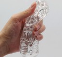 Herrgummi onanikopp realistisk simulering av en konstgjord vagina med krusningar och åsar mjukt flexibelt material diskret förpackning 2