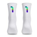 Professionella vita kompressionssportstrumpor unisex EU 39-46 reflekterande andas cykling utomhus nylon knähöga 2