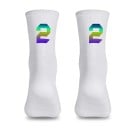 Professionella vita kompressionssportstrumpor unisex EU 39-46 reflekterande andas cykling utomhus nylon knähöga 3