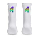 Professionella vita kompressionssportstrumpor unisex EU 39-46 reflekterande andas cykling utomhus nylon knähöga 5