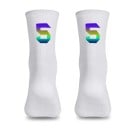 Professionella vita kompressionssportstrumpor unisex EU 39-46 reflekterande andas cykling utomhus nylon knähöga 6