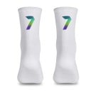 Professionella vita kompressionssportstrumpor unisex EU 39-46 reflekterande andas cykling utomhus nylon knähöga 8
