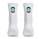 Professionella vita kompressionssportstrumpor unisex EU 39-46 reflekterande andas cykling utomhus nylon knähöga 9