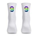 Professionella vita kompressionssportstrumpor unisex EU 39-46 reflekterande andas cykling utomhus nylon knähöga 10