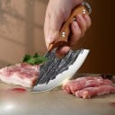 Ručně kovaný nůž na maso 19,2 cm Outdoorový řeznický nůž Dřevěná rukojeť Nerezové ostří Kempování Grilování Kuchyně Přežití 3