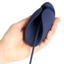 Mörkblå silikondilator och vibrator 2in1 i form av en huva, flexibel kropp, USB-laddning, för djup stimulering, Diskret förpackning 2