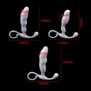 Set med 3 vita buttplugs med realistisk form och ett praktiskt korkskruvsformat handtag, storlekar S, M, L, diskret förpackning 4