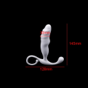 Vit buttplug med realistisk form och praktiskt korkskruvsformat handtag, storlek L 145x30 mm, diskret förpackning 2