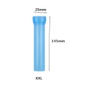 Blå silikonpenishylsa 14,5x2,5 cm för användning med vakuumpump eller förlängare, diskret förpackning 2