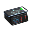100W-os 120 x 90 x 50 mm-es 8 portos USB töltőállomás vezeték nélküli töltéssel Digitális kijelző QC3.0 PD3.0 Gyors töltő ASOMETECH iPhone-hoz Xiaomi-hoz 1