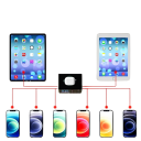 100W-os 120 x 90 x 50 mm-es 8 portos USB töltőállomás vezeték nélküli töltéssel Digitális kijelző QC3.0 PD3.0 Gyors töltő ASOMETECH iPhone-hoz Xiaomi-hoz 3