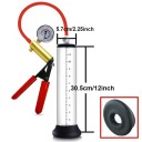 30,5x5,7 cm penisvakuumpump med tryckmätare, utbytbar cylinder och handspakspump, diskret förpackning 8