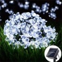 Solární řetězová světla 7 m 50 LED Třešňový květ Studená bílá Venkovní dekorace Solární osvětlení na balkon, pergolu, zahradu, strom 2