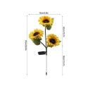 LED Solar Sunflower 3 Blommor Trädgårdsdekoration Gräsmatta Lampa Vattentät Blomma Solar Light Dekorativ Hem Utomhusbelysning 2