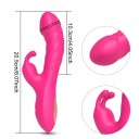 Silikonvibrator 20,5 cm med kaninhuvud, dubbelsidig, 10 vibrationslägen, diskret förpackning 6