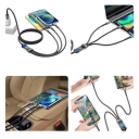 Rýchlonabíjací svetelný dátový kábel 3v1 1,2 m USB A na USB C + Micro USB + iPhone Lightning 100W 5A opletený kábel mobilného telefónu 8