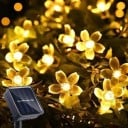 Solární světýlka 5 m 20 LED Teplá bílá Třešňové květy Venkovní voděodolná světla Zahradní výzdoba Dekorativní festivalová girlanda 2