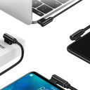 90 graders snabbladdning USB C och USB A-kabel 1,5m 40W rätvinklig datakabel 5A snabbladdning och dataöverföring 6