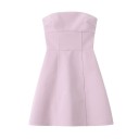 Rochie mini roz fara bretele Rochie formala eleganta cu fundita mare pe spate Rochie scurta pentru evenimente sociale tinuta de seara 4