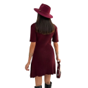 Rochie mini tricotată elegantă, cu mâneci scurte și nasturi Lungime întreagă Tivul festonat Decolteu elegant Material moale confortabil 5