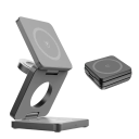 Trådlös laddare 3-i-1 magnetisk hopfällbar station 15W snabbladdare USB A till USB C-kabel laddningstelefon klocka hörlurar 7