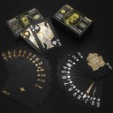 Svarta plastspelkort 55 bitar med sedelmotiv och metallisk glans, vattentäta och slitstarka 6 x 9 cm för poker, jokers och canasta 6