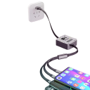 Utdragbar USB-kabel 3 i 1 1,2 m snabbladdningskabel 100 W USB till USB C + Lightning + Micro USB för bil, mångsidig 2 A 5