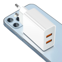 Snabbladdare för EU-uttag 2x USB A 2.4A laddningsadapter 5V 12W universal reseladdare för mobiltelefoner och enheter 5