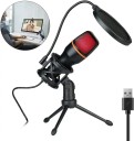Stationär USB-mikrofon med RGB-bakgrundsbelysning för dator och bärbar dator Riktningssensor Roterande stativ Brusfilter 7