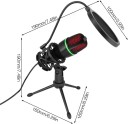 Stationär USB-mikrofon med RGB-bakgrundsbelysning för dator och bärbar dator Riktningssensor Roterande stativ Brusfilter 8