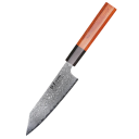 Japanisches Küchenmesser Gesamtlänge 24 cm aus Damaststahl Handgeschmiedetes Messer für Gemüse, Fleisch und Obst Griff aus Ebenholz und Palisander 3