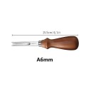 Set med 4 läderverktyg A4–A10 mm Syl med trähandtag 15,5 cm För att skapa spår, dekorationer och sömmar på läder 4
