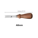 Set med 4 läderverktyg A4–A10 mm Syl med trähandtag 15,5 cm För att skapa spår, dekorationer och sömmar på läder 5