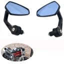 Motorcykel bakspejle 2 stk. farvede spejle 7/8" 22 mm endemonteret aluminiumskonstruktion blåt glas justerbar vinkel 2