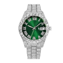 Moderiktig kvartsklocka med diamanter 42 mm rostfritt stålarmband kalender datum modern design legering hållbart armbandsur 4