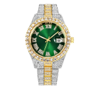 Moderiktig kvartsklocka med diamanter 42 mm rostfritt stålarmband kalender datum modern design legering hållbart armbandsur 8