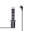 Infällbart vägguttag för bord med 3 uttag och USB 2.4A-portar 2m strömkabel 110-250V EU-adapter 250V 16A uttagsblock 1