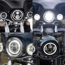 LED-motorcykelstrålkastare 7 tum 40W DRL H4 12V/24V 6000K IP65 pressgjuten svart aluminiumhölje rund ljus framstrålkastare 3